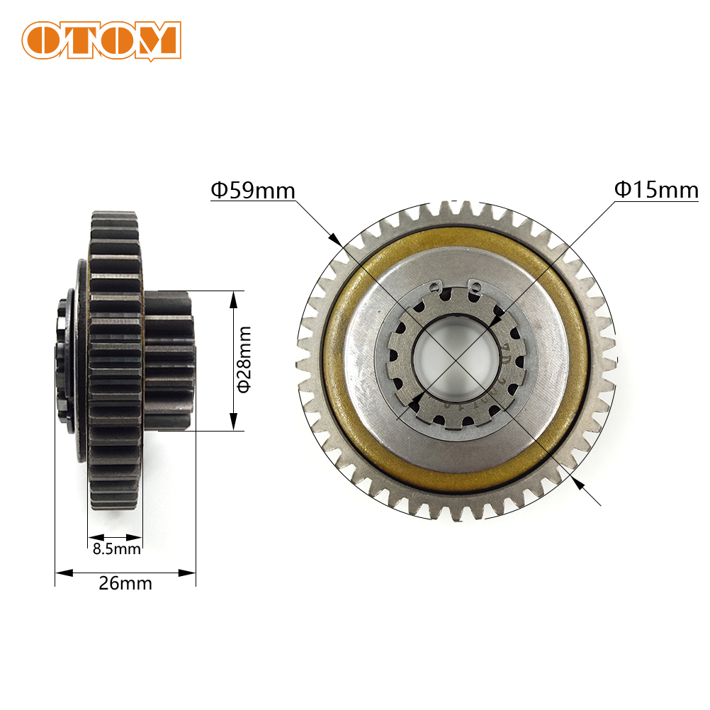 Motor Universal OTOM 45T/58T de doble engranaje, engranaje de puente de arranque, gran fricción para Zongshen NC 250 piezas ZS177MM RX3 KAYO BSE