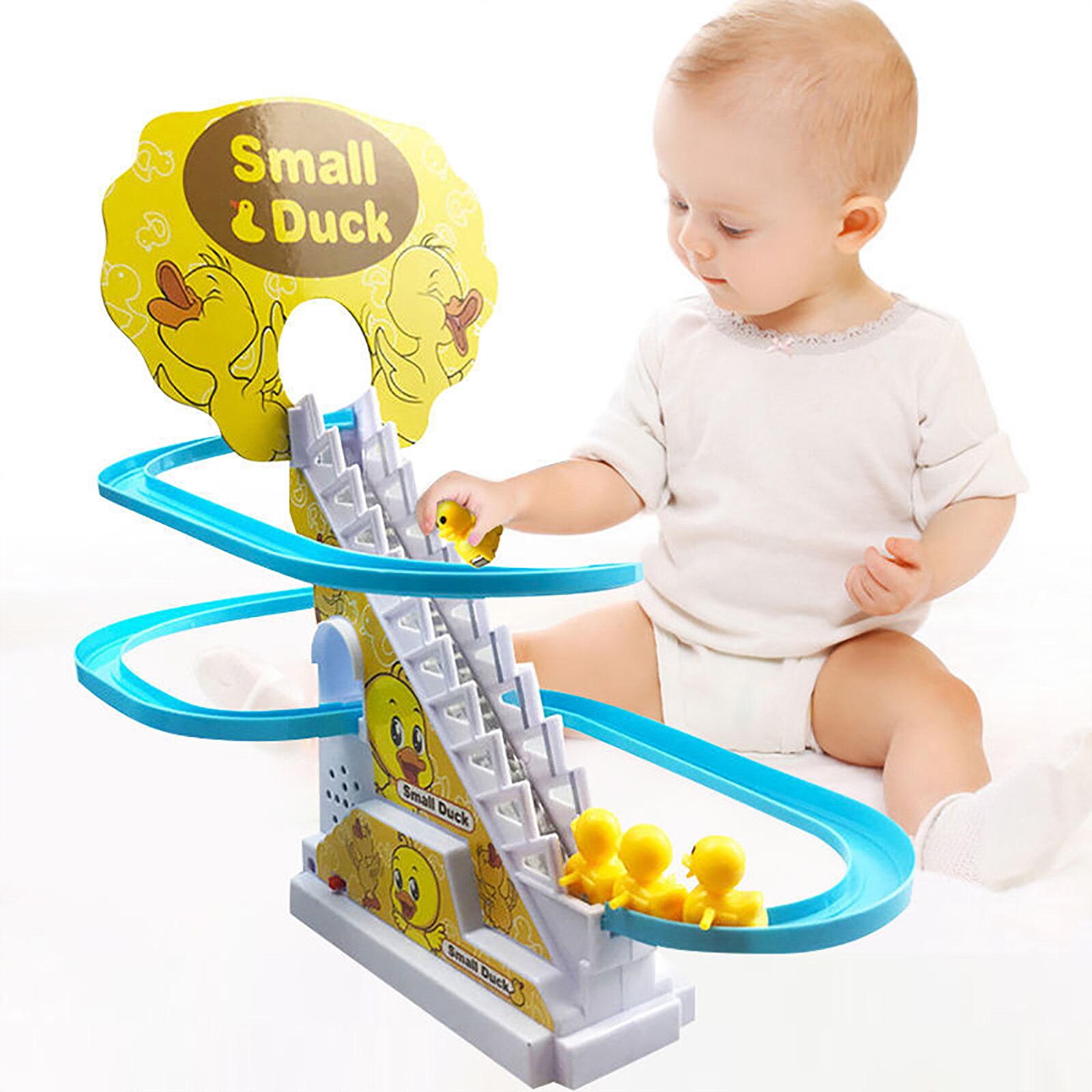 Electric Duck Climbing Stairs Toy A Fun Roller Coaster Toy With 9 Duck Toys And A Race Track, Puzzle Assembly Toy Children&#39;s Toy