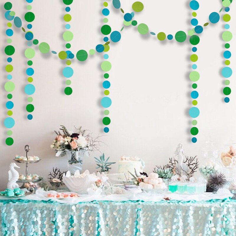 4 Meters Round Circle Hanging Paper Garland String Chain Home Birthday Wedding Banner Jungle Mermaid Party Decoration Supplies