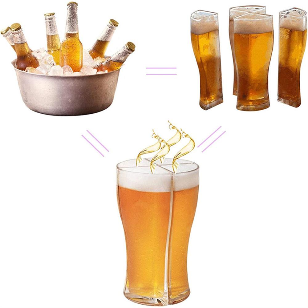 Super Schooner Beer Glasses Mug Cup 4-in-1 Large Capacity Beer Mug Separable Easy to Carry 4 Beer Glasses for Bar Party Home