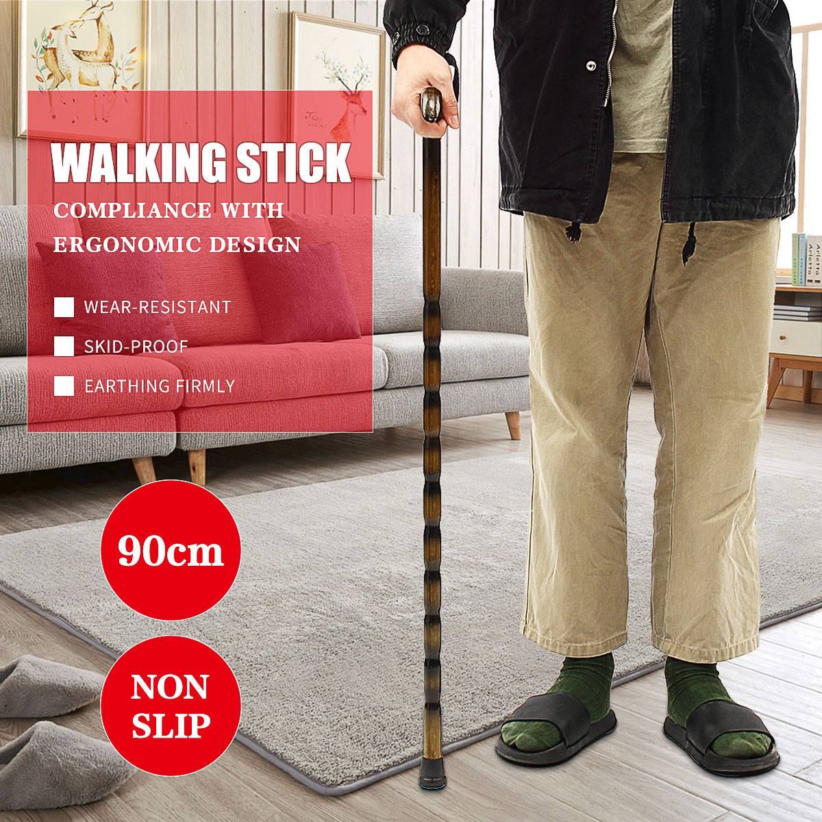 90cm Wooden Walking Stick Wood Cane Pole Carved Varnished Sturdy Climbing Sticks Walking Stick Vintage Walking Canes