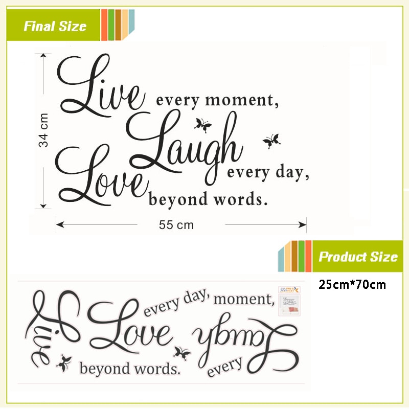 Live Laugh Love Quotes Wall Decals Home Decoration Removable Diy Inspirational Letters Wall Stickers Vinyl Living Room rt Mural