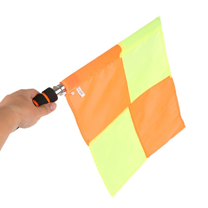 2 Stuks Voetbal Scheidsrechter Vlaggen Grensrechter Vlag Padded Grips Rood En Geel Gevierendeeld Vlag Voetbal Scheidsrechter Vlaggen: Default Title
