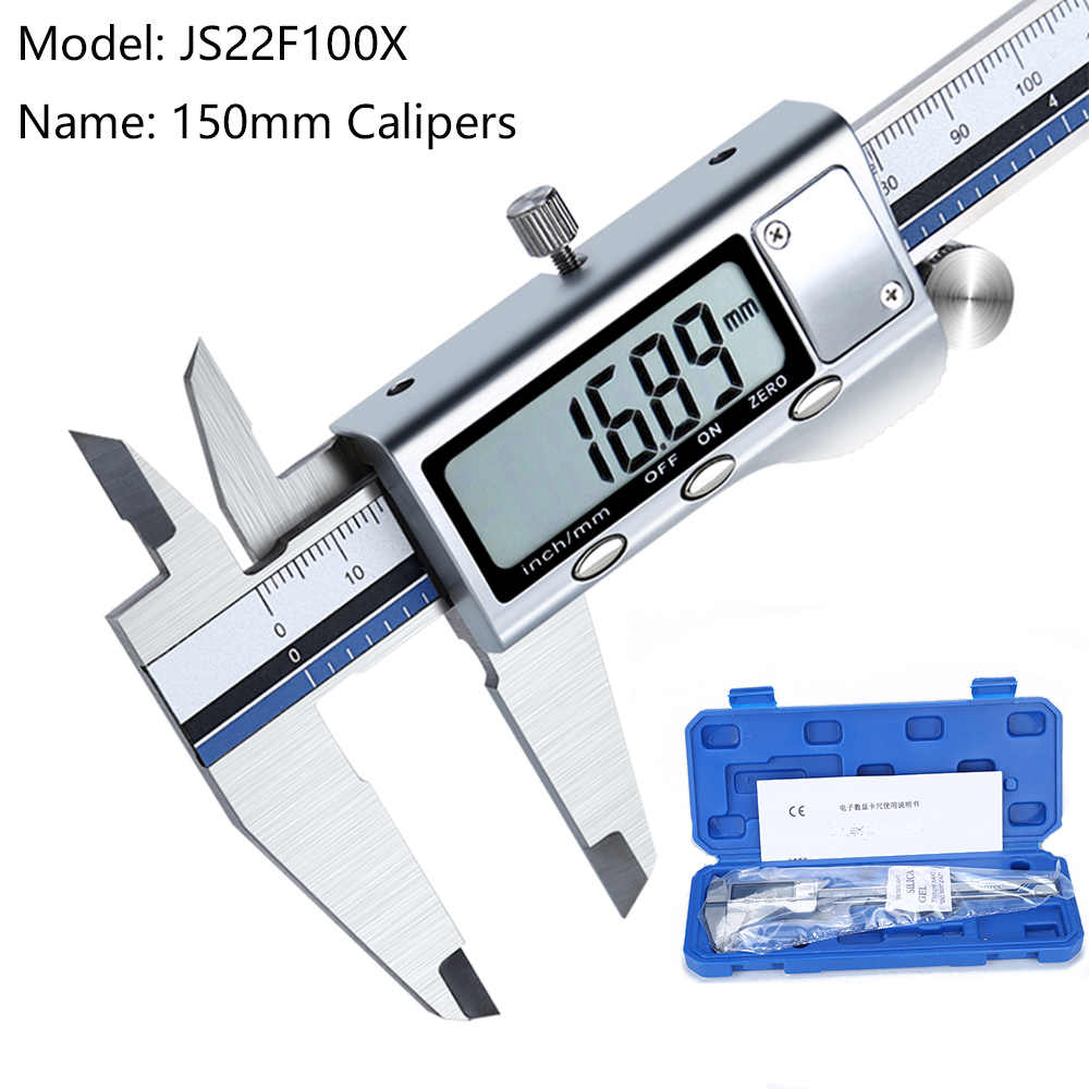 4/6-zoll 100/150mm Großen Bildschirm Digitale Messschieber Edelstahl Elektronische Messschieber Metall Mikrometer Mess Werkzeuge: JS22F100X-150mm