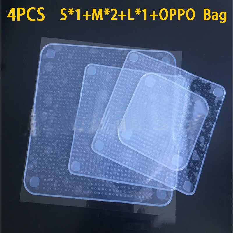 De silicona tazón cubre reutilizable papel para guardar alimentos frescos tapa sellada Stretch Film transparente bol de vacío de plástico accesorios de cocina: 4PCS