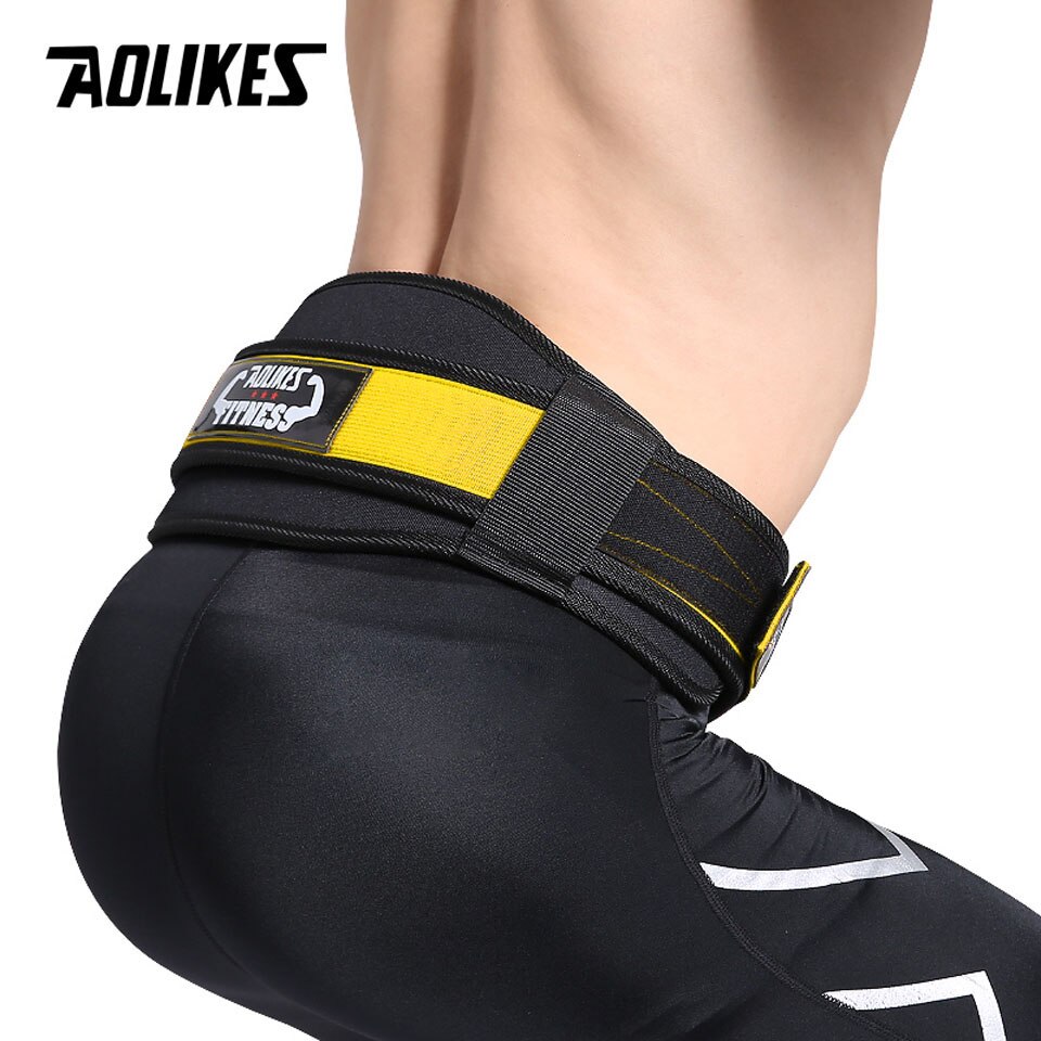 Aolikes fitness vægtløftningsbælte vægtstang håndvægt træning ryg support vægtløftning bælte gym squat dip powerlifting talje: Gul / L