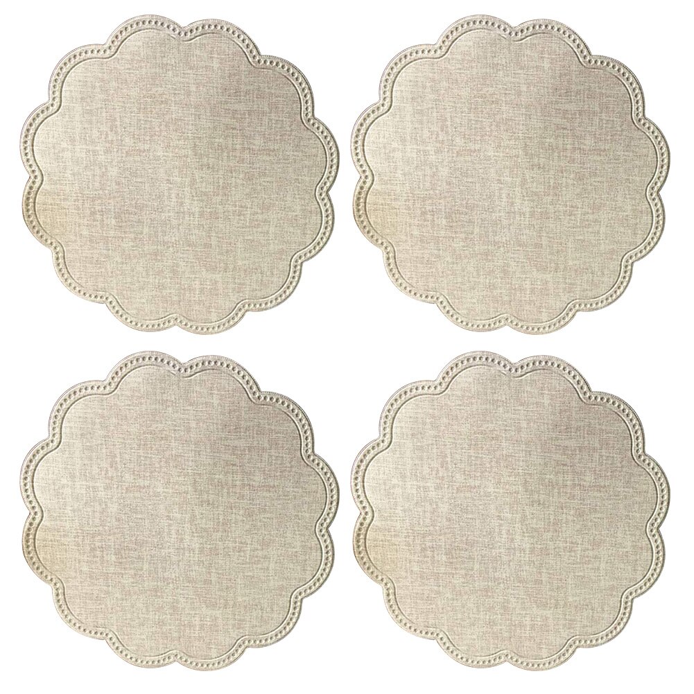 4 Stuks Warmte-isolatie Non Slip Moderne Pu Lederen Servies Waterdichte Placemats Eetkamer Ronde Wasbare Thuis Placemats