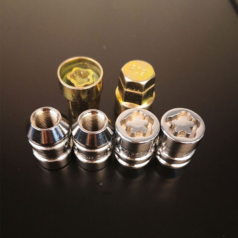 Anti-theft Wheel Bolt Lock Nut Key Car Auto Anti-theft Bolts Wheels Screw Lock M12x1.25 with Security Key for Nissan