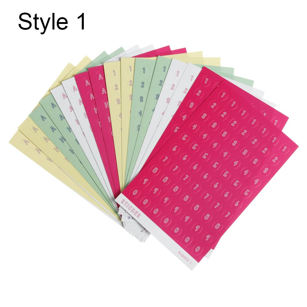 16Sheets Colorful DIY Numbers Letters Stickers Self Adhesive Small Clothing Mark Labels Stickers School Paper Sticker Office Dec: 1