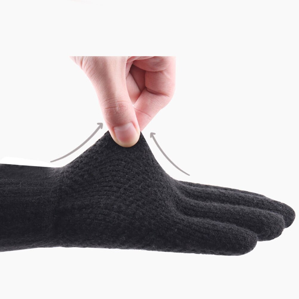 Menn vinterfarge full finger berøringsskjerm fleece foret varm strikketømmer kjøkkenhage kutt resistente hansker