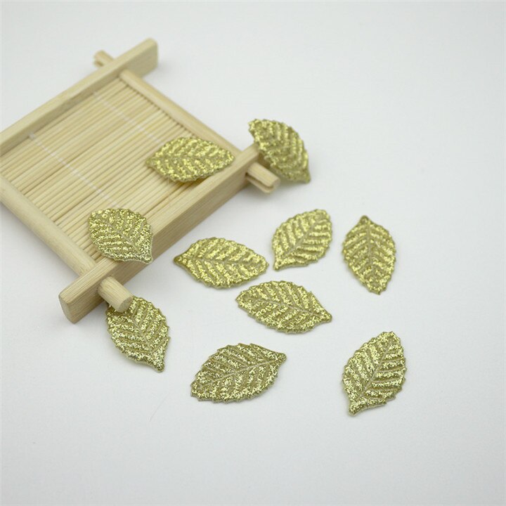 50 piezas accesorios para la cabeza hojas de purpurina DIY manualidades hoja Artificial prenda pelo Pin decoración niños Scrapbooking materiales: Golden Leaves