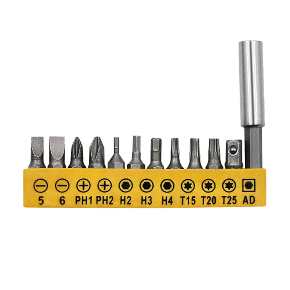 25mm Screwdriver Bit Set Multifunctionl Versatile Screwdrivers Extension Rod Tools Set Slotted/PH/Torx Cross Drill Bit Head T20: 12pcs