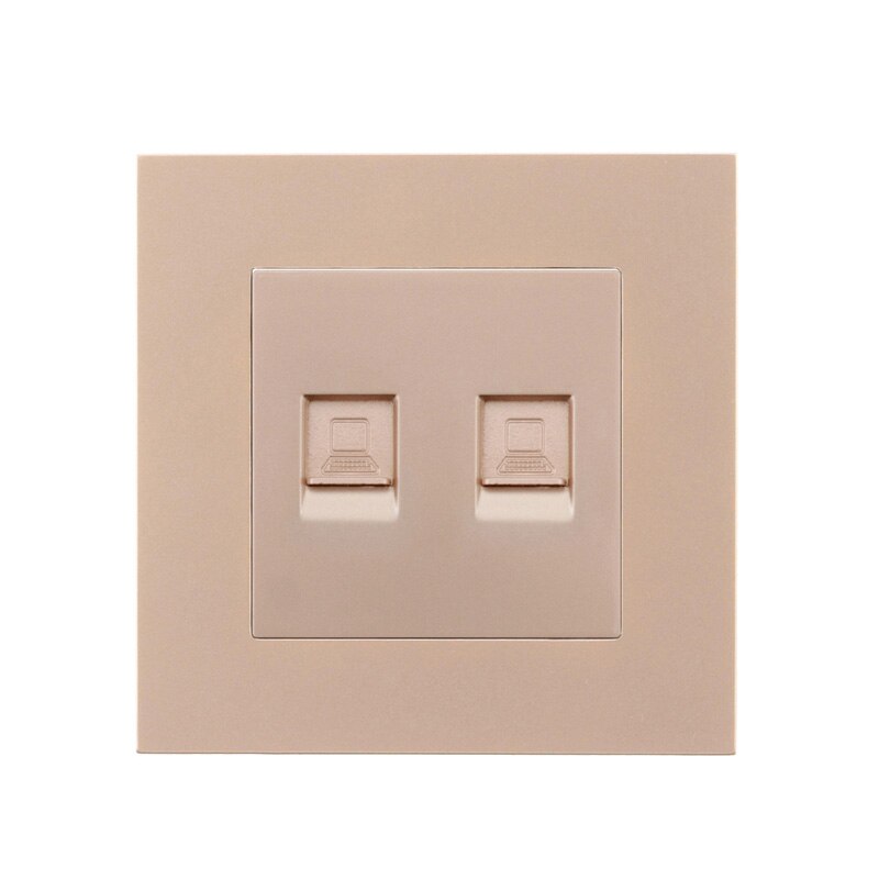 Atlectric 1 2 3 4 Gang ON/OFF EU FR Power Socket Button Power Switch 86 Type Dual Triple Quadruple Socket PC Panel With USB Port: Double Rj45
