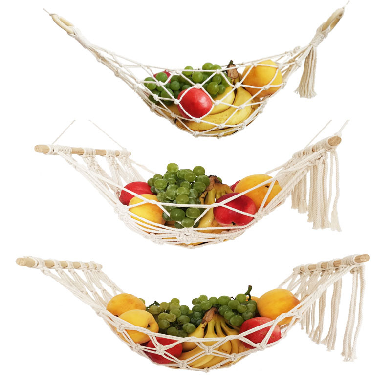 Hamac à fruits, gain de place, légumes, banane, porte-fruits, filet avec crochet pour suspendre le panier pour armoire, décor de cuisine nordique Boho