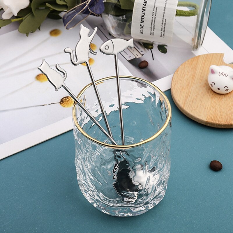 304 Stainless Steel Cat Fish Coffee Spoon Stirring Spoon Cute Dessert Milk Tea Spoon Household Kitchen Coffee Stirring Tableware