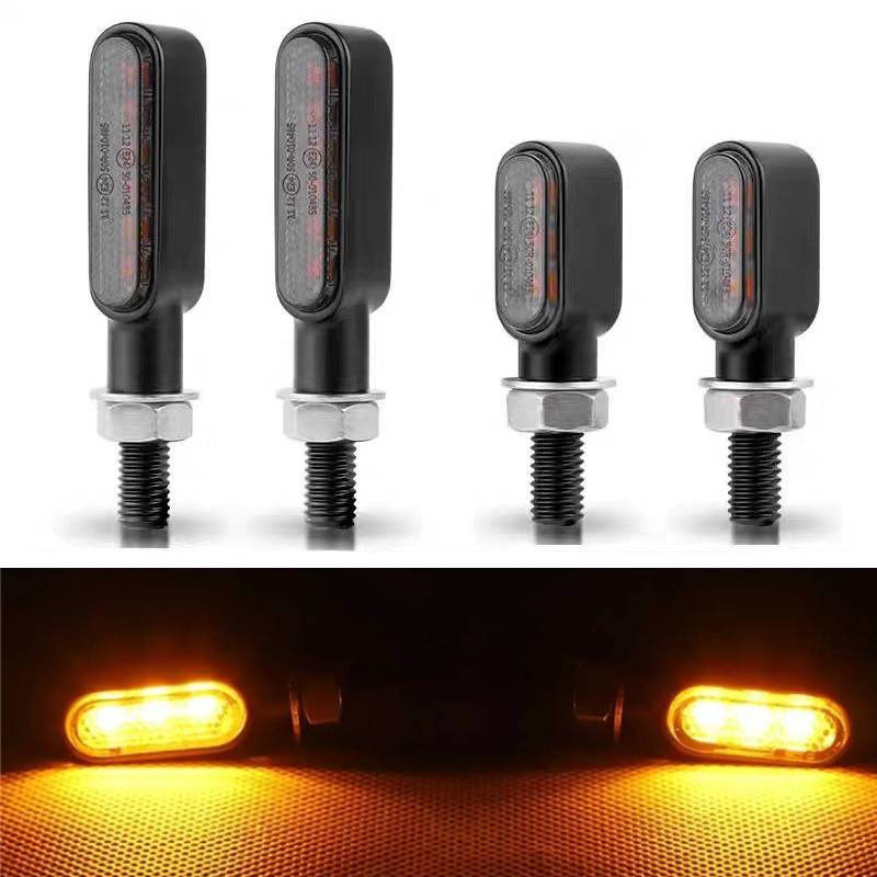 Clignotant de moto 12V 8mm LED clignotants indicateur clignotant lumières 3LED 6LED pour Honda pour Yamaha pour café Racer: Champagne