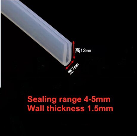 2 meters U-channel Silicone rubber shower door glass sealing tape Edge trim weathering edge guard: 7x13