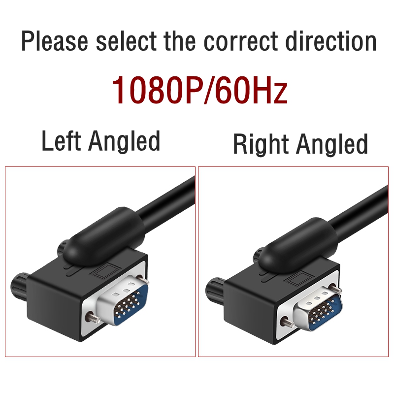 Computer Monitor Vga 1080P Kabel Standaard 15 Pin Connector 90 Graden Rechts Links Up Down Hoek Mannelijke Svga Cord draad Voor Desktop