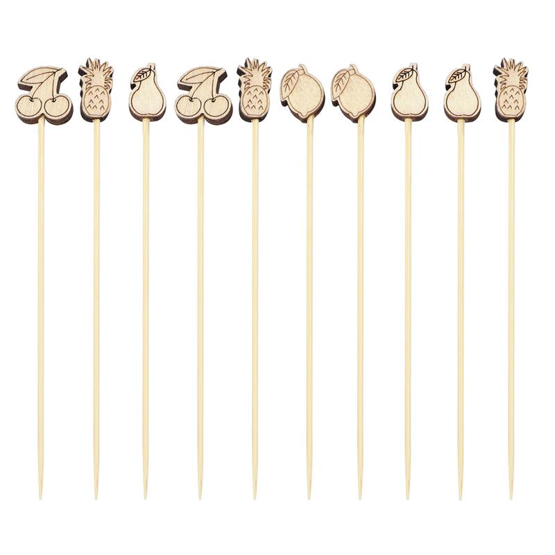 100pcs 12cm Disposable Fruit Picks Bamboo Cake Cocktail Sticks Buffet Desserts Skewer Sandwich Fork Party Wedding Supplies: Wooden Fruit