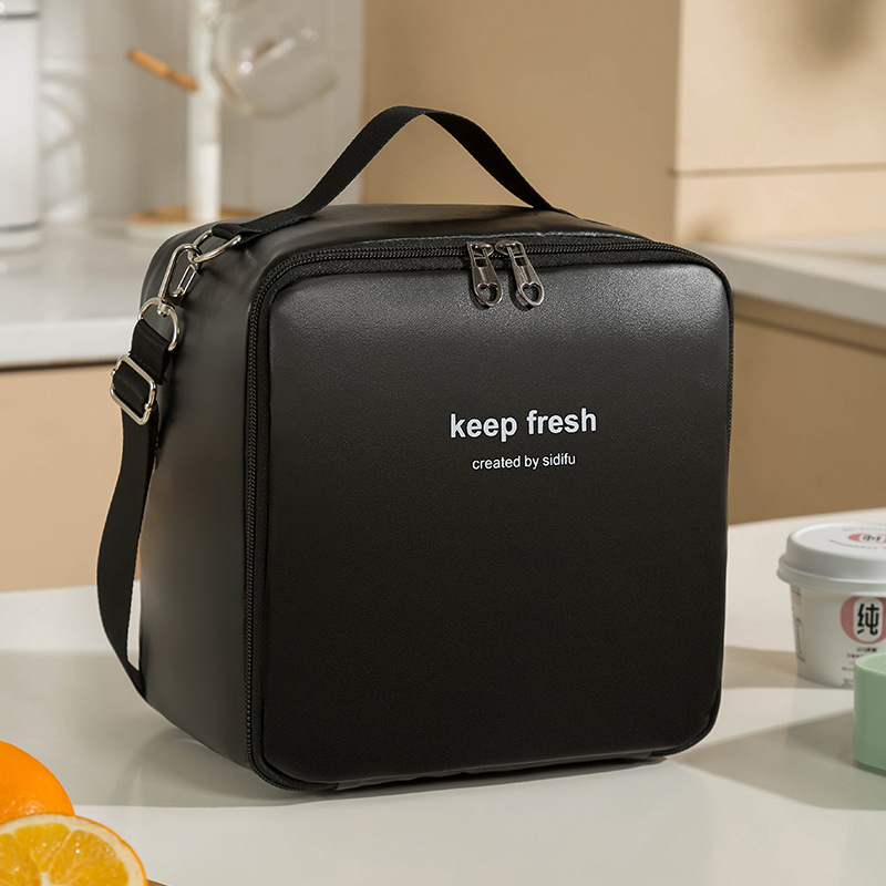 One-shoulder Bento Bag Student Lunch Box Bag Lunch Bag Office Worker Carrying Lunch Bag Thermal Insulation Bag: GRAY
