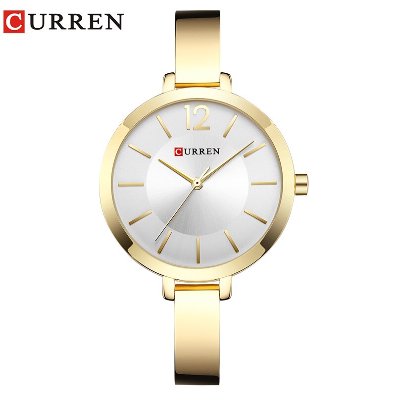 CURREN Gold Women Watches Stainless Steel Ultra thin Quartz Watch Woman Romantic Clock Women&#39;s Watches Montre Femme: gold silver