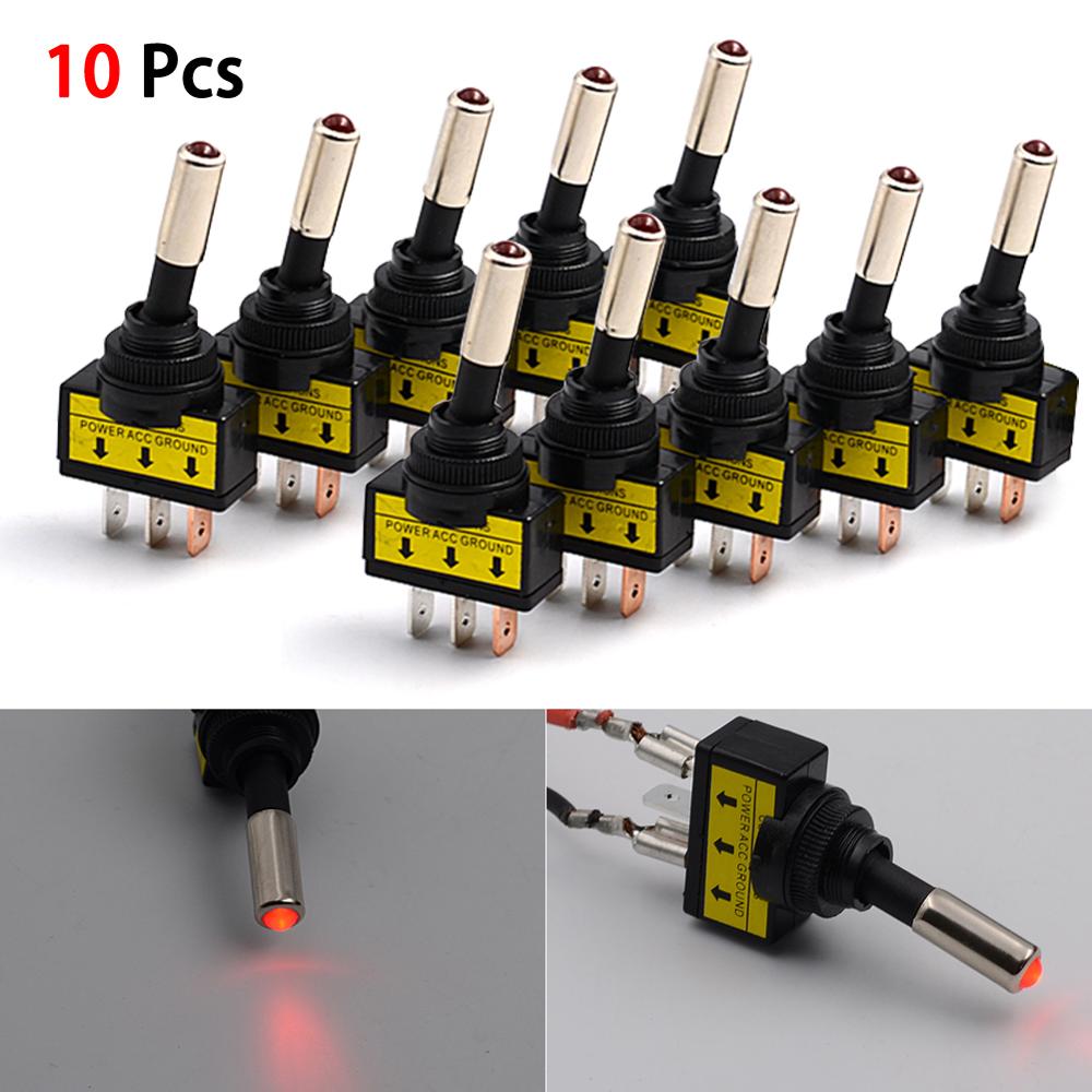 10PCS 12V 20A Car Auto LED Light Toggle Rocker Switch 3Pin SPST ON/OFF Sales for Vehicles