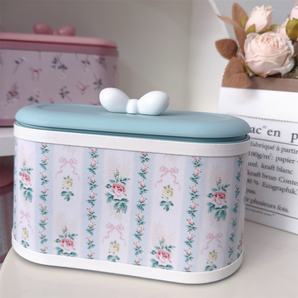 High-Rise Storage Bucket With Lid Home Dressing Table Desktop Storage Bucket Office Desk Press-type Printed Cute Storage Box