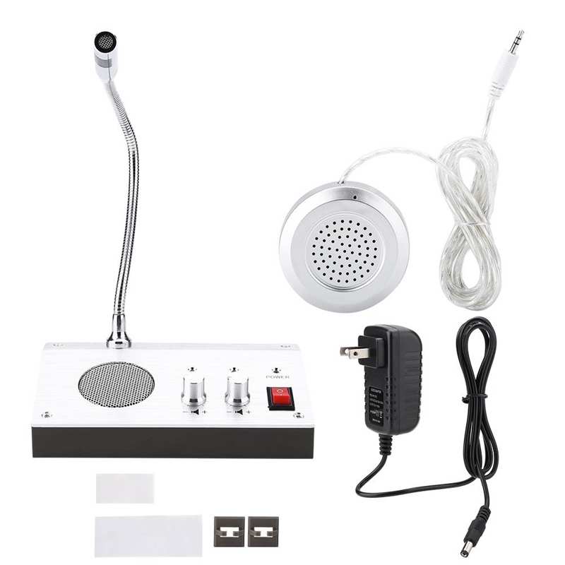 100-240V Dual Way Voice Mic Speaker Intercom Window Counter Interphone for Security Company