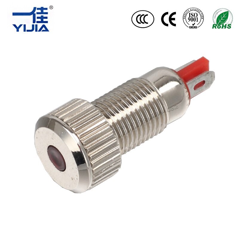 8mm indicator light center LED signal lamp metal 6V 12V 24V 220V red yellow green white 2 pin light BLUE