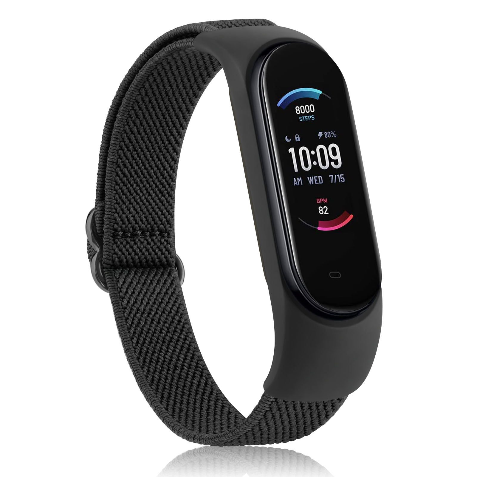 Elastyczny pasek nylonowy do paska Amazfit Band 5 wymiana paska sportowa opaska na nadgarstek pasek do zegarka kompatybilny z bransoletką Amazfit Band 5: Biały czarny
