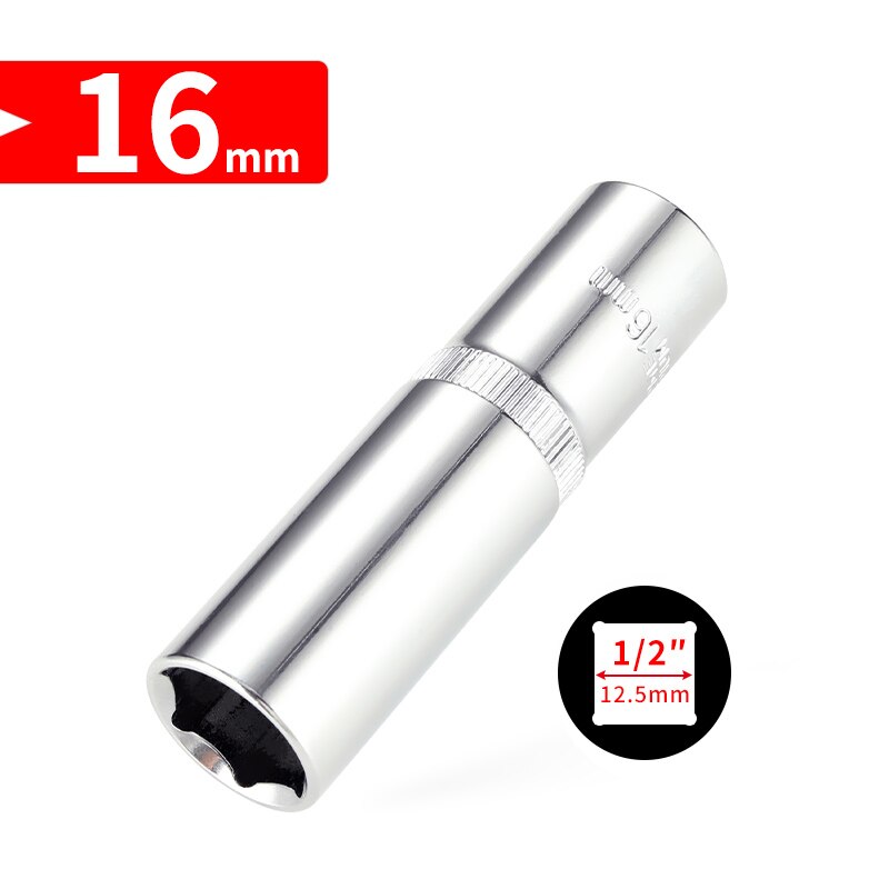1/2 tommer  (12.5mm lengre hode 8-32mm cr-v pipenøkkelsett sekskantet skrallehode for bilreparasjonsverktøy: 16mm