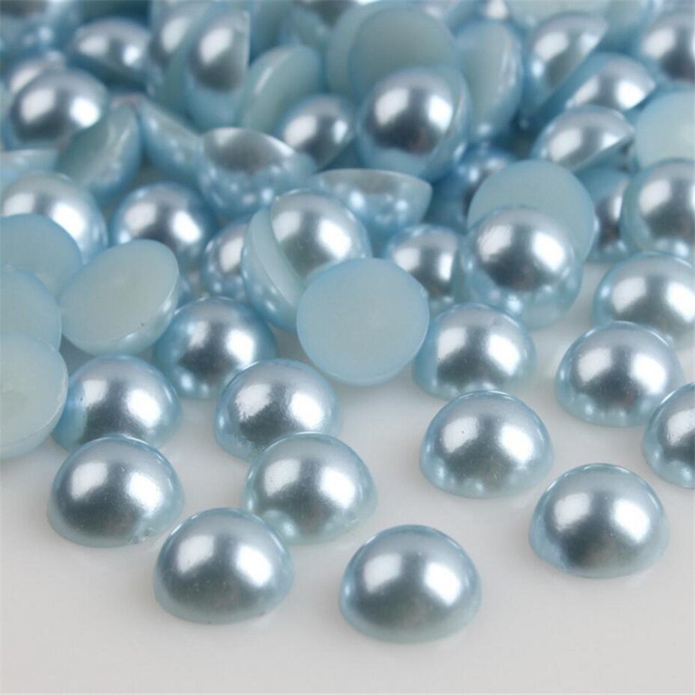 Størrelse 1.5mm-14mm lt blå farve halvrund flatback perleperle løs diy abs plastimitation halv perle nail arts dekoration