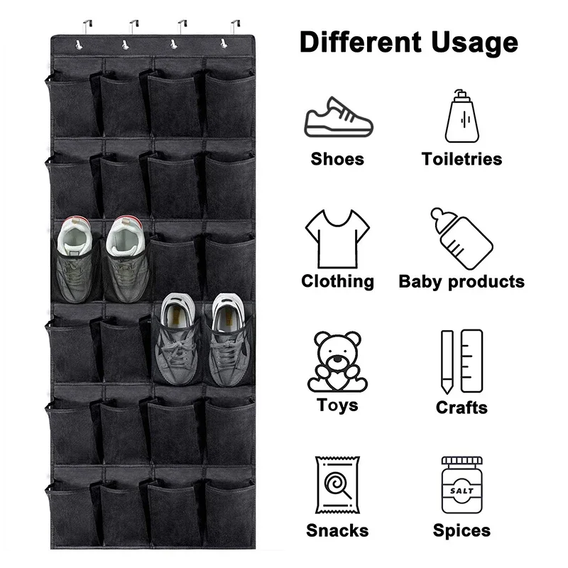 12/24 Pocket Schoenen Organizer Rack Hangende Tas Wandgemonteerde Schoenhouder Hangend boven de deur achter Closet Organizer Opbergtas: Licht Groen
