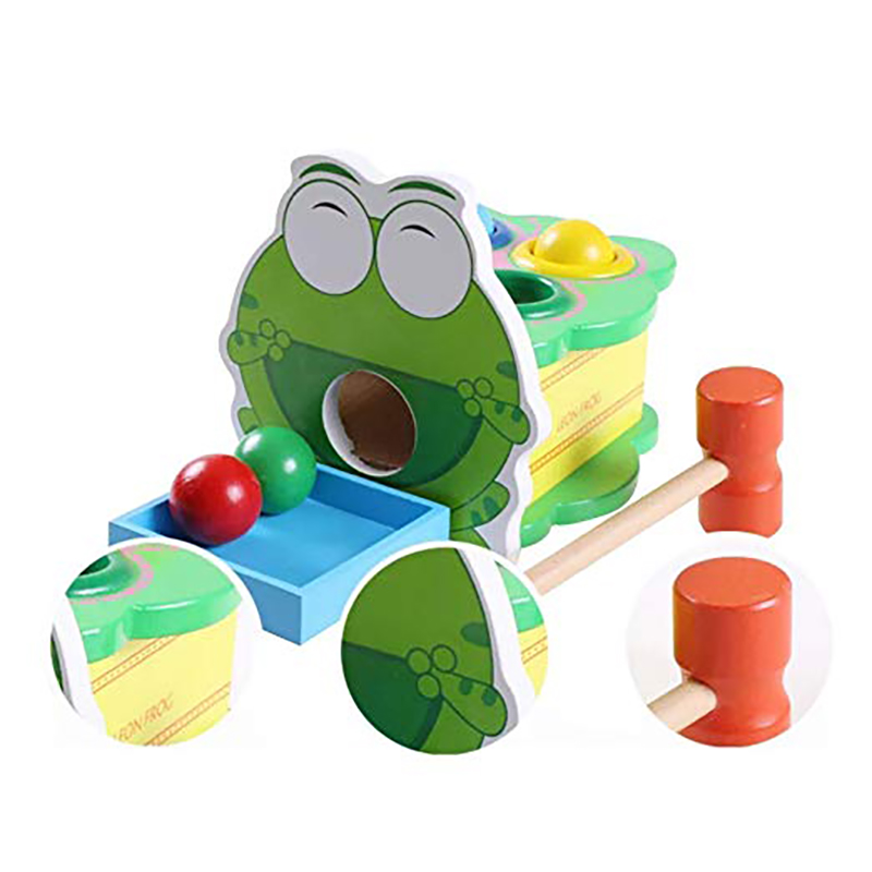 Baby wooden toy creative leon frog percussion table toy hammer beating children's toy early educational birthday new