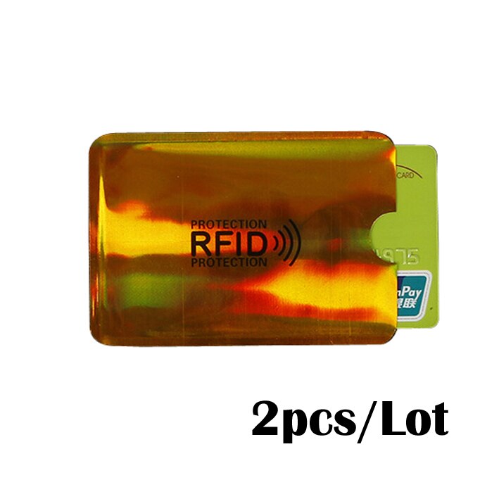 support de Protection en aluminium Anti Rfid pour lecteur de carte de crédit en métal, 2 pièces: Golden