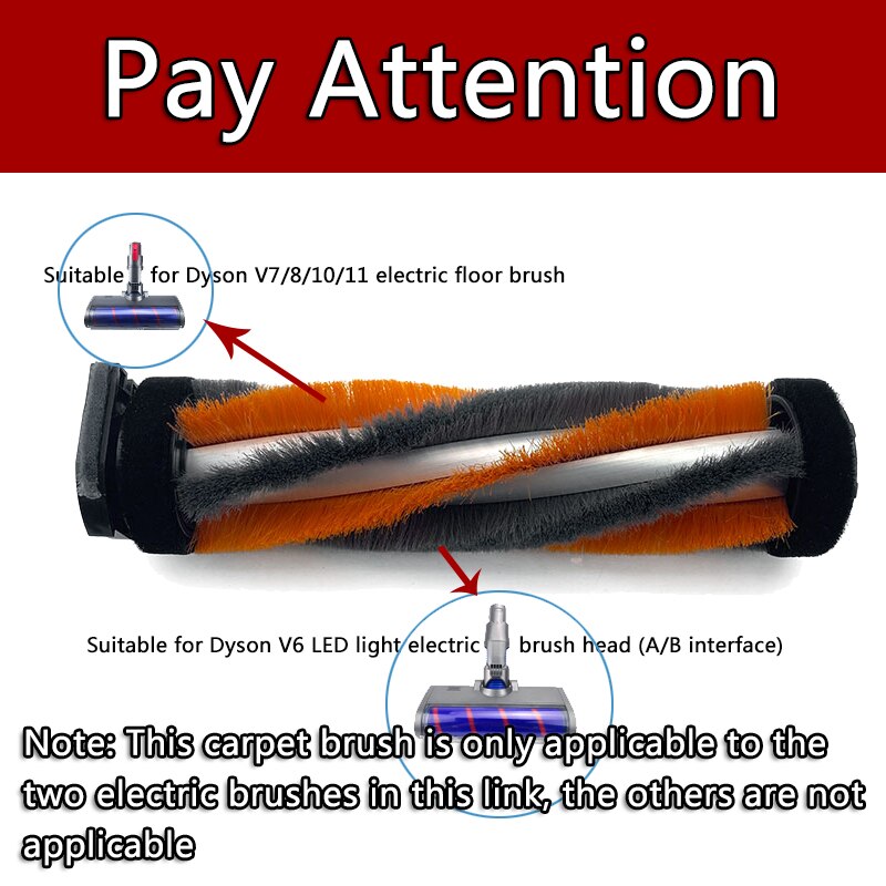 Replacement For Dyson v6 v7 v8 v10 v11 Hand-held Vacuum Cleaner Spare roller Carpet LED Electric Brush Head Home Accessories