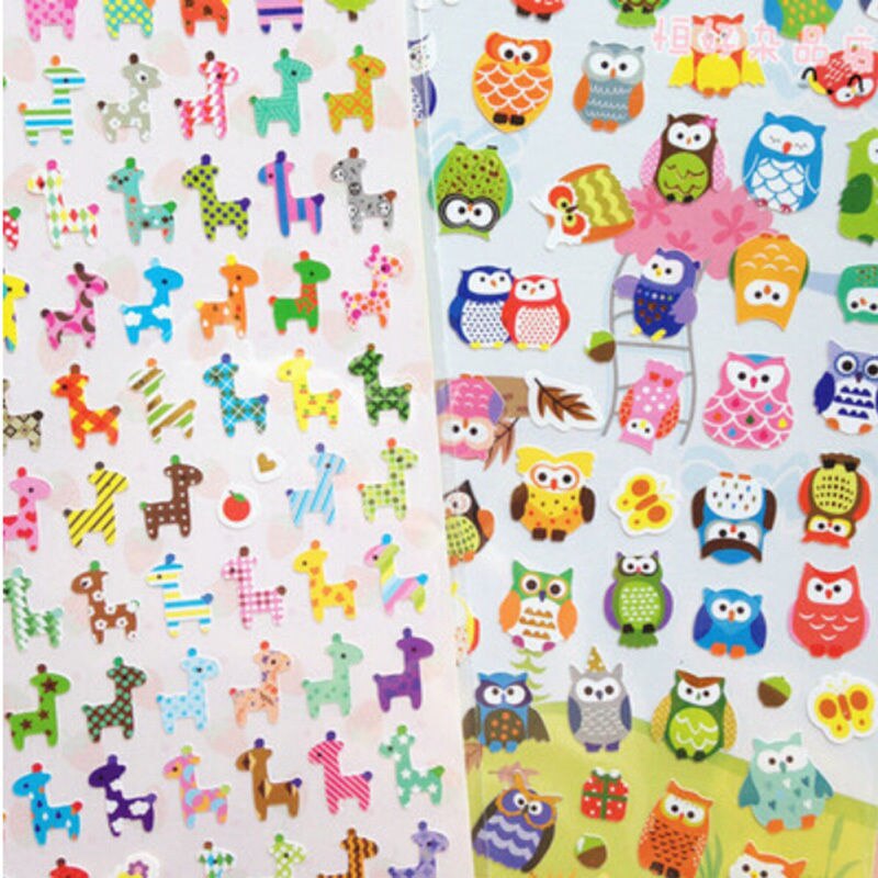 Leuke Uil Giraffe Print sticker Leuke Tekening Markt Dagboek Transparante Scrapbooking Telefoon Sticker kids