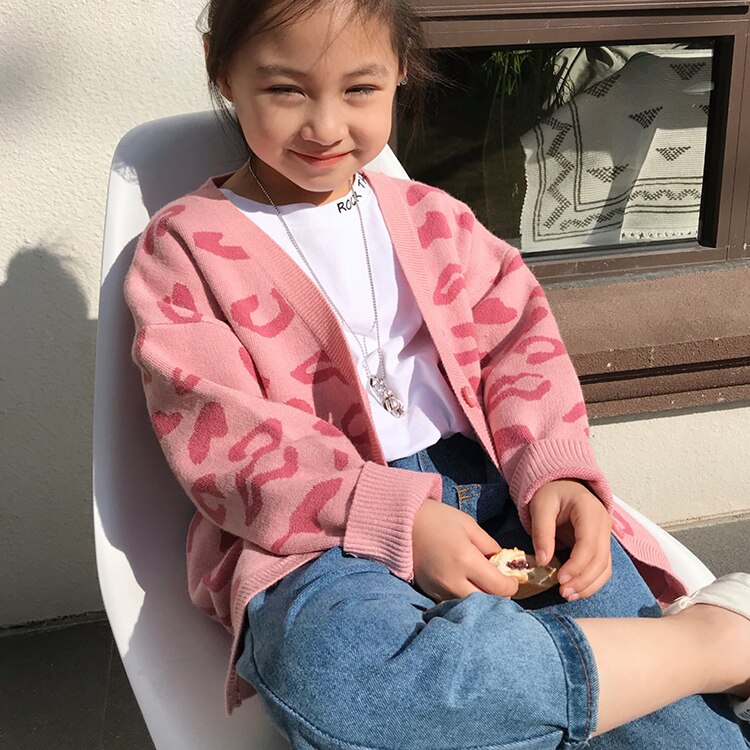 2020 outono pai-filho roupa lerpard impressão manga longa cardigans mãe e filha ponto aberto cardigans roupas
