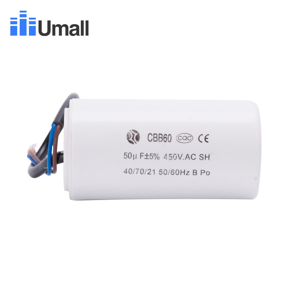 CBB60 50uF running capacitor de partida do motor 450V AC dois fios para máquina de lavar roupa elétrico condicionadores de ar