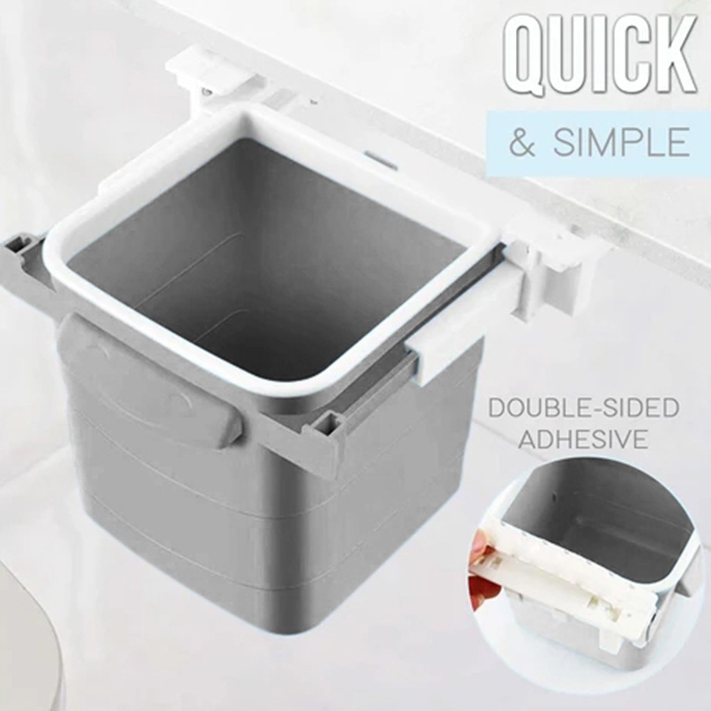 Cubo de basura adhesivo retráctil oculto para escritorio de oficina, cubo de basura, cubo de basura, contenedor de residuos para el hogar, cocina, baño, caja de barril de artículos diversos