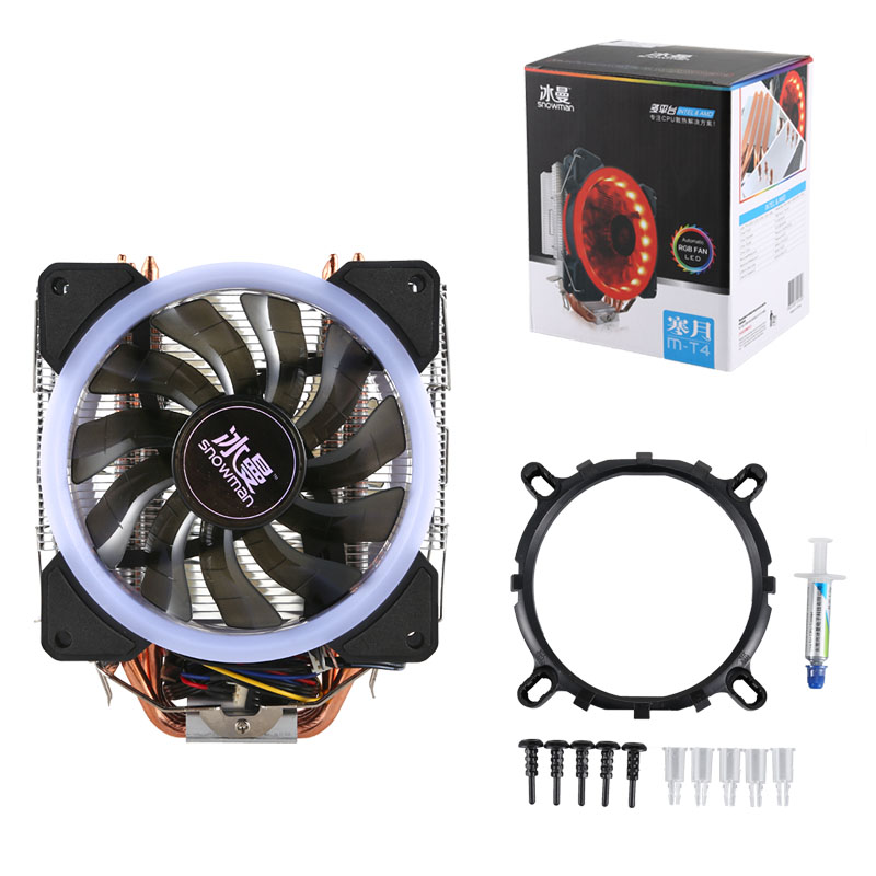 Universal Computer CPU Cooler Fan RGB 4Pin CPU Cooling Fans For Inter 775/1151/1155/1156 Heatsink 4/6 Heatpipe Fan For AMD