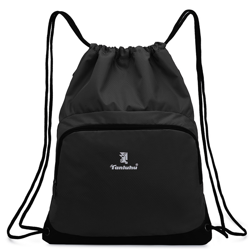 To stykker gymnastiktaske stærk pakke 17l pakningskuber stor kapacitet snøre taske sportsbundt camouflage taske fitness rygsæk: 1 stk. sort