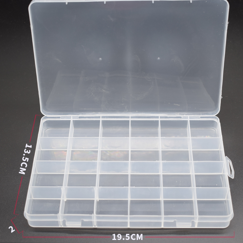 10 \ 13 \ 24 rejilla fija caja de almacenamiento transparente de plástico de los PP caja de accesorios de la joyería de partes de la caja de clasificación componentes de caja de embalaje: 24 grid 1