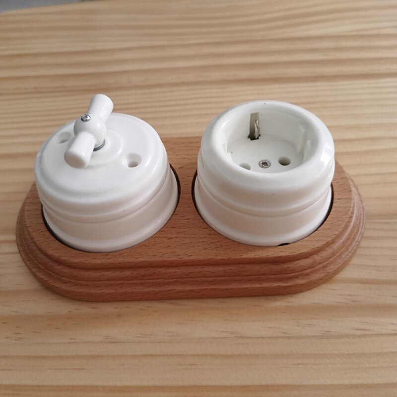 Switch Accessories Wooden Base Round Hole Diameter 72 mm Retro Switch Socket Wooden Base Brown Primary Wood Color