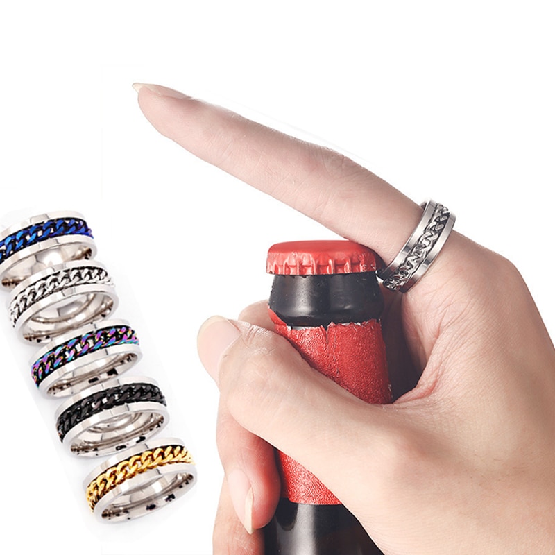 Creatieve Rvs Finger Ring Kurkentrekker Draaibaar Chrome Bier Flesopener Keuken Party Bar Gereedschap Thuis Gadgets Koppels