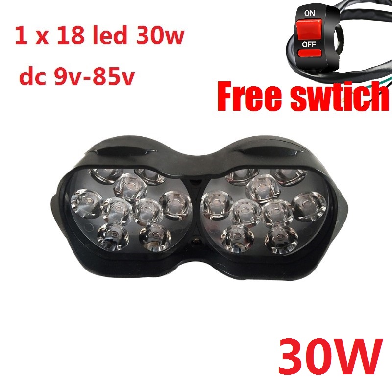 12v/24v/48v/60v/64v/72v/84v led motorcykel lommelygte forlygte kraftig kørespot til elcykel scootere: 18 ledede 1pc