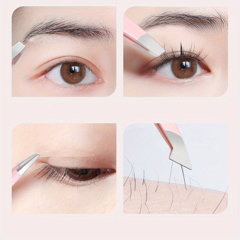 Ensemble de tondeuses à sourcils en acier inoxydable, pinces d'épilation, bouche Oblique et droite, pince de coupe des sourcils, outil de beauté 4 pièces