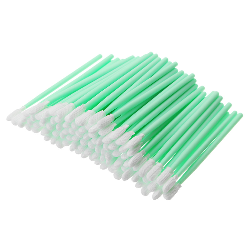 100Pcs Polyester Wattenstaafje Sticks Microfiber Cleaning Hoofd Wattenstaafje Solvent Printer Optische Apparatuur Schoonmaken Tool