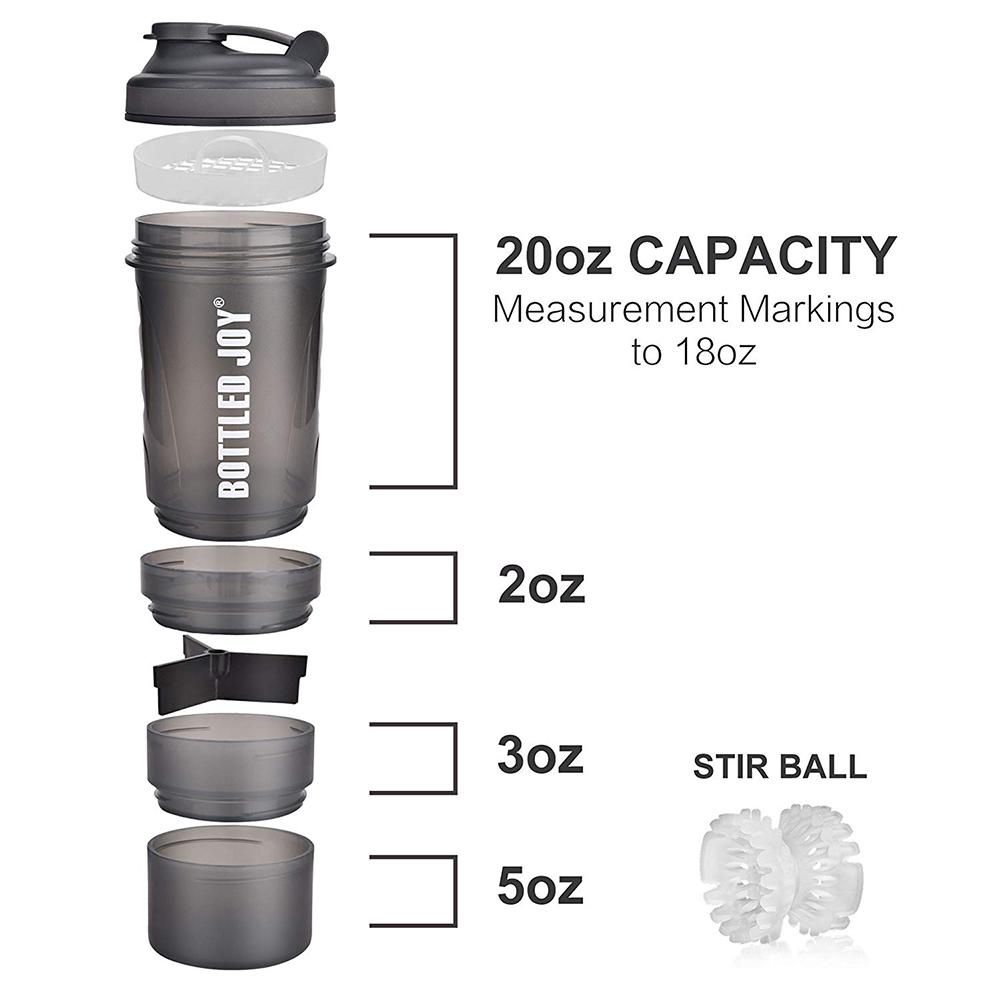 550ml drinkware fitness waterkoker shaker fles wei-eiwitpoeder mix plastic gym shaker beker 4- lagen drinkfles accessoires