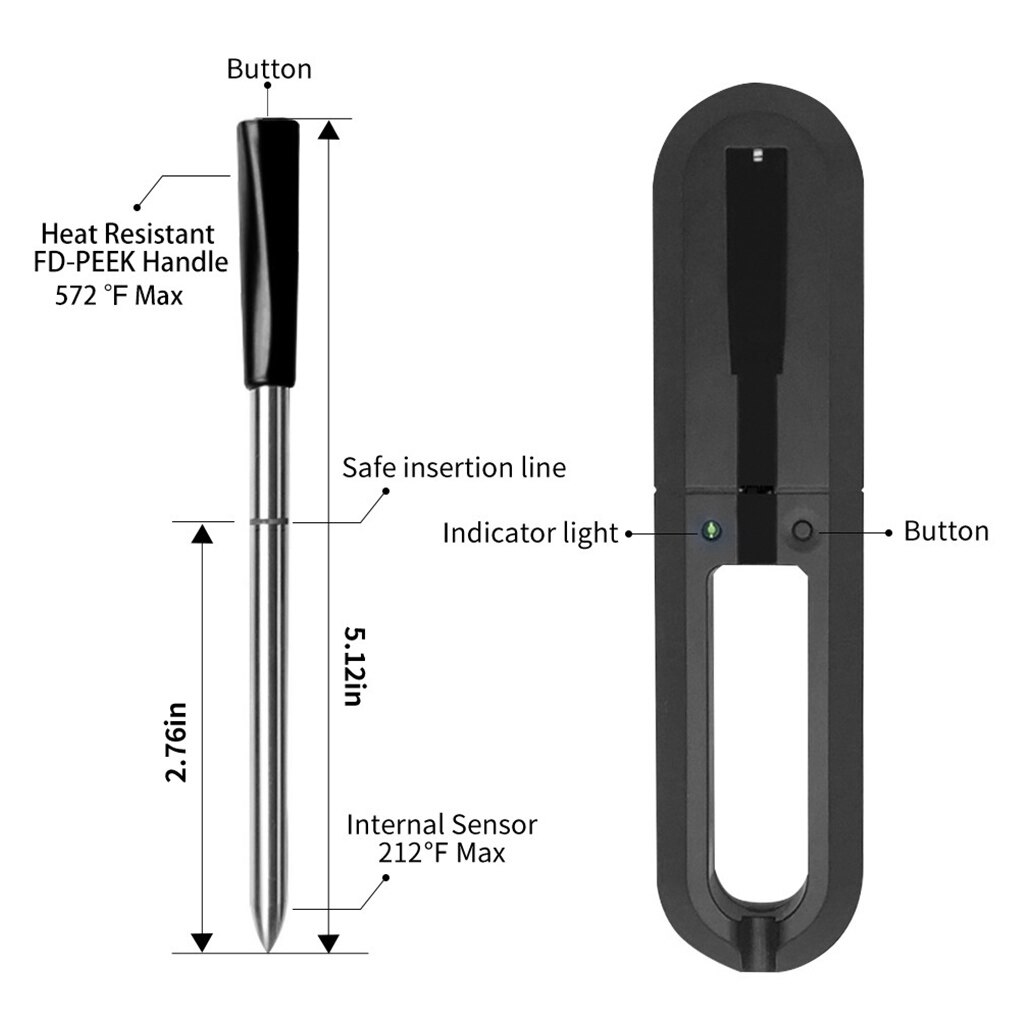 Koken Thermometer Vlees Temperatuur Meter Bbq Draadloze Temperatuur Probe Bluetooth Barbeque Thermometer